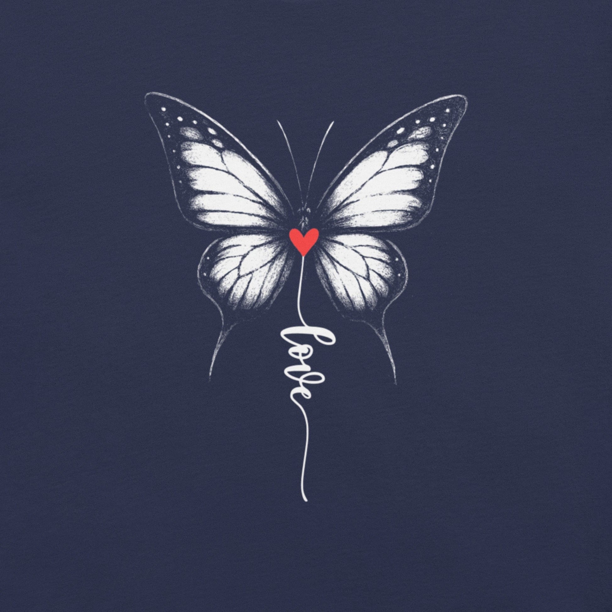 OMTHREAD Monarch Love Shirt Black and White with Red Heart