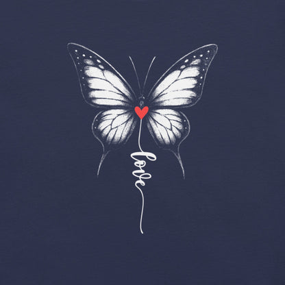 OMTHREAD Monarch Love Shirt Black and White with Red Heart