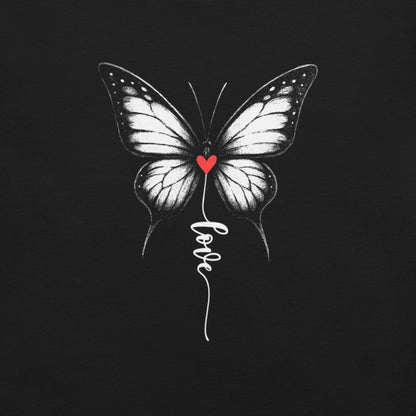 OMTHREAD Monarch Love Shirt Black and White with Red Heart
