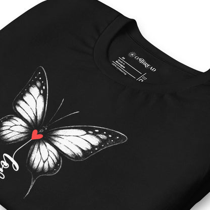 OMTHREAD Monarch Love Shirt Black and White with Red Heart