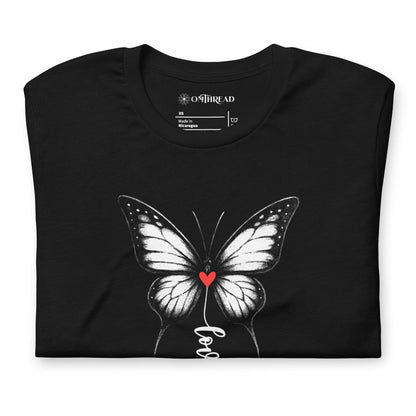 OMTHREAD Monarch Love Shirt Black and White with Red Heart
