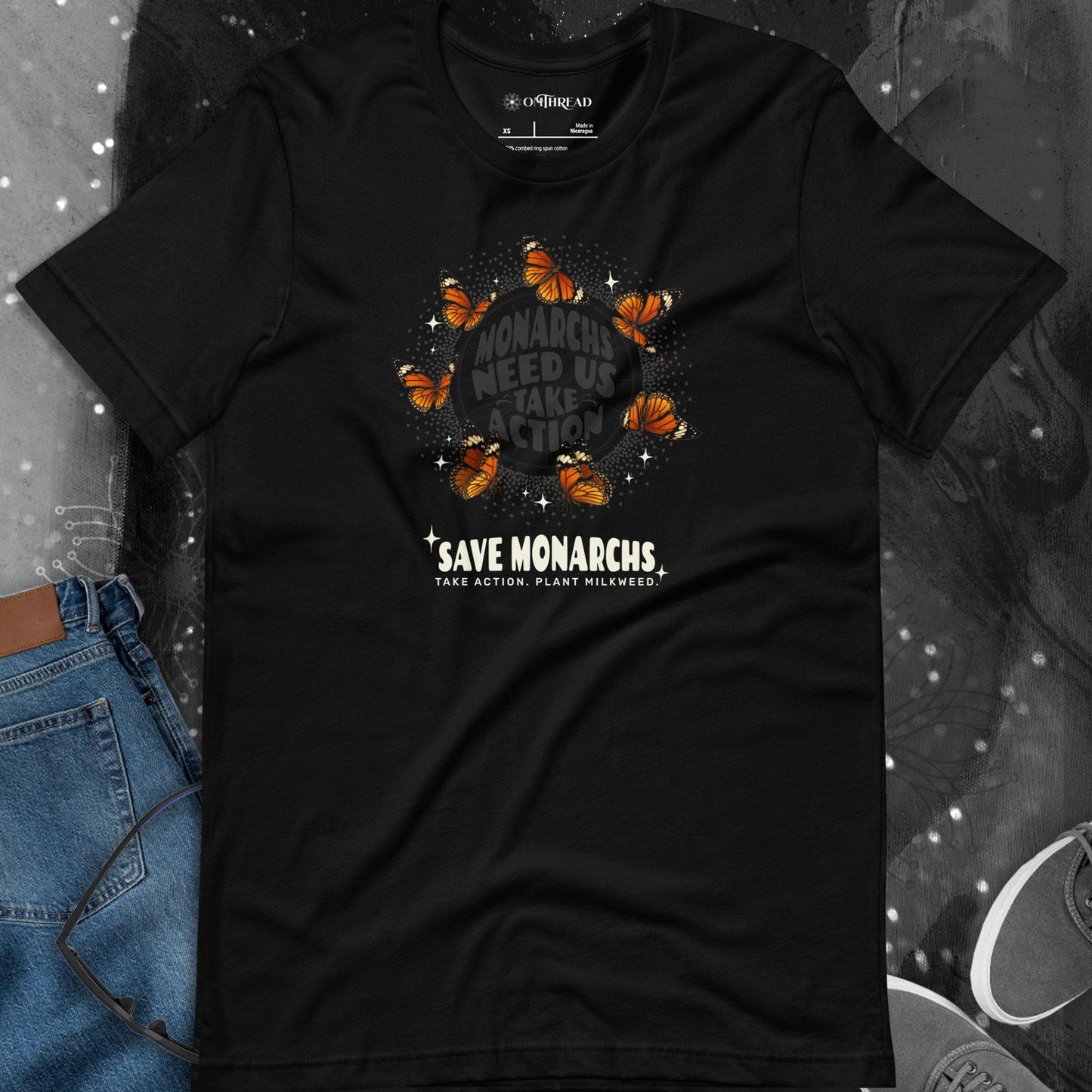 OMTHREAD Monarchs Need Us Take Action Save Monarchs Shirt for Pollinator Conservation