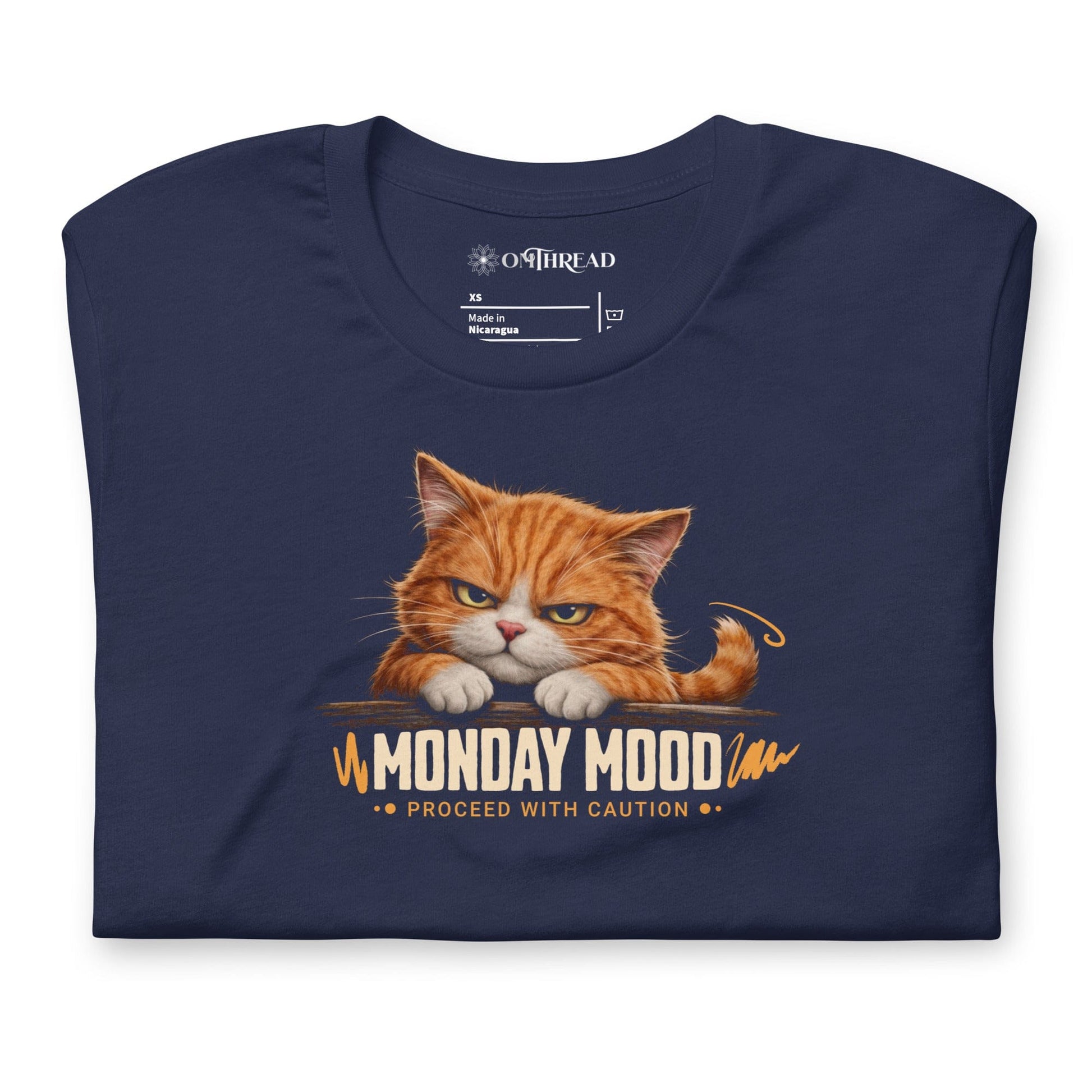 OMTHREAD Monday Mood Grumpy Orange Cat Shirt Proceed With Caution