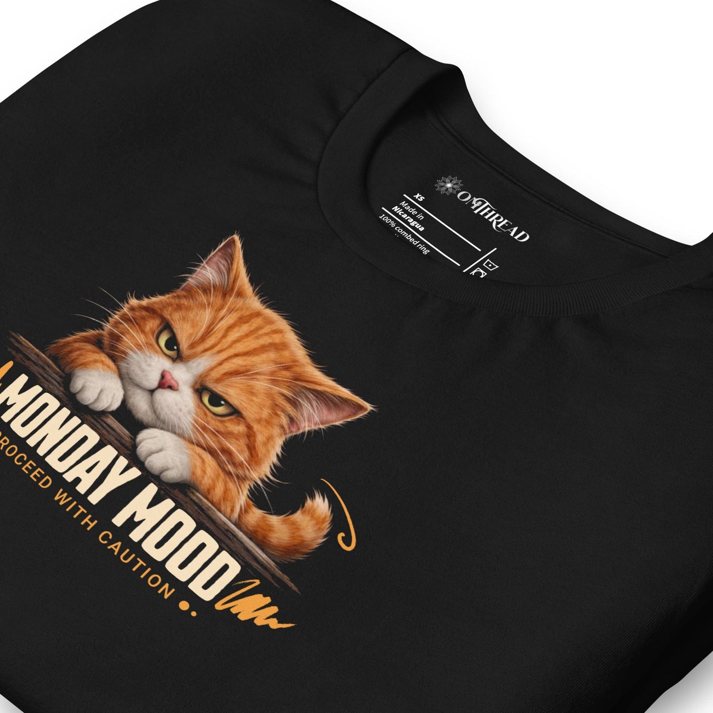 OMTHREAD Monday Mood Grumpy Orange Cat Shirt Proceed With Caution