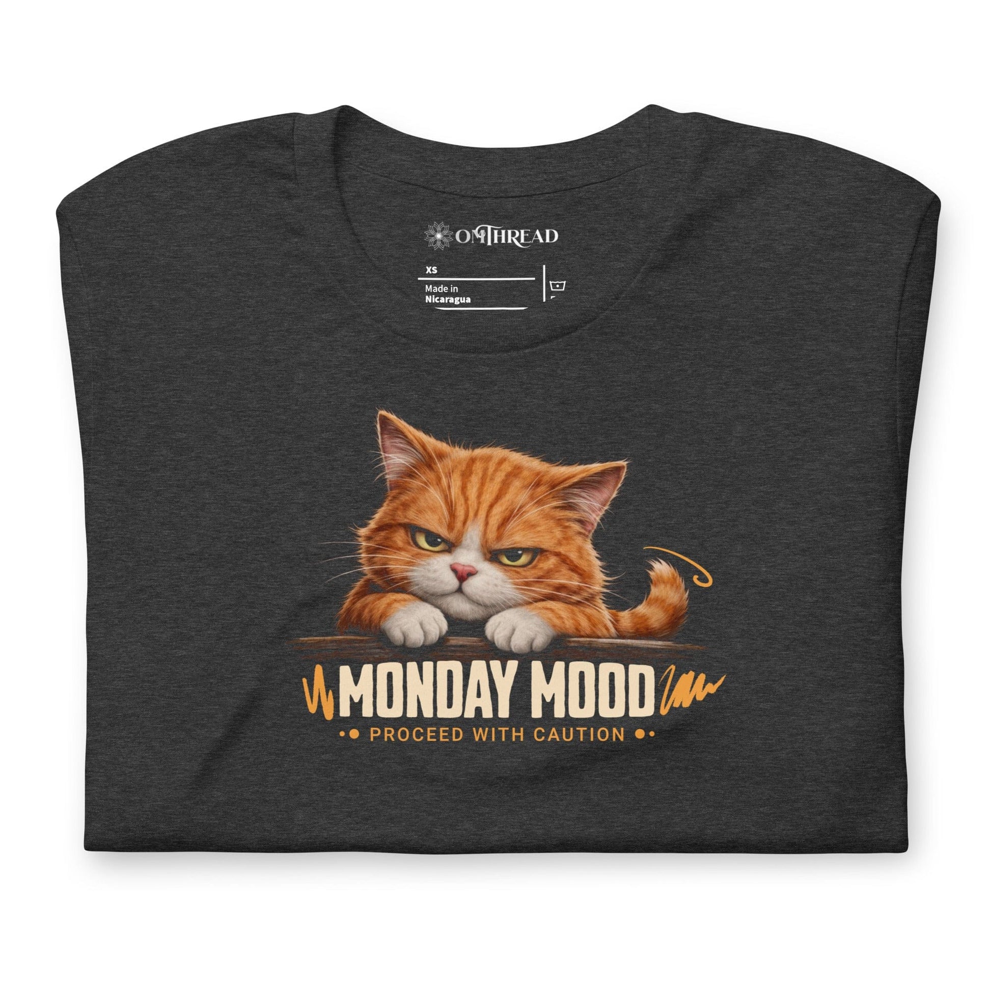 OMTHREAD Monday Mood Grumpy Orange Cat Shirt Proceed With Caution
