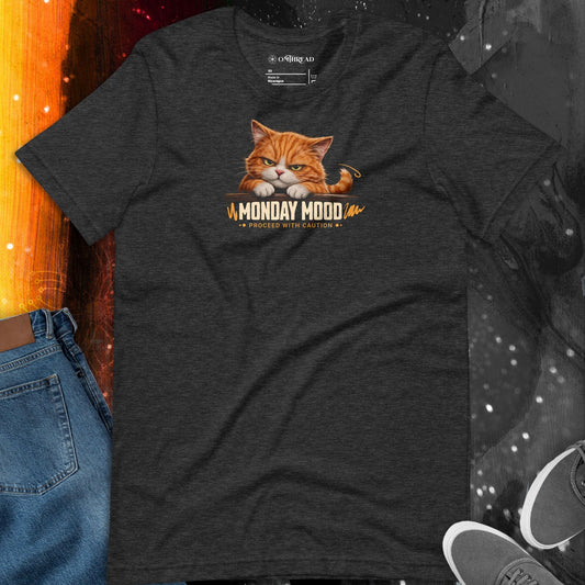OMTHREAD Monday Mood Grumpy Orange Cat Shirt Proceed With Caution