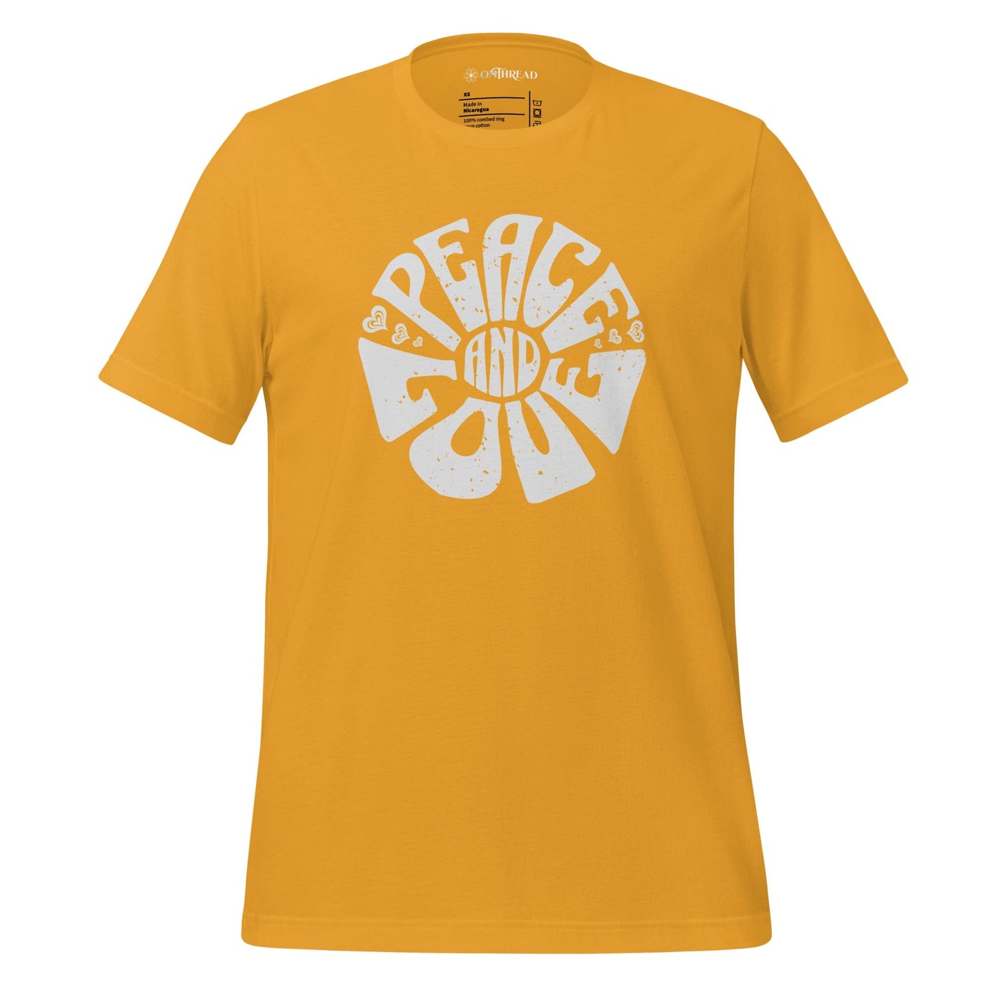 OMTHREAD Mustard / XS Peace and Love Motivational Tee