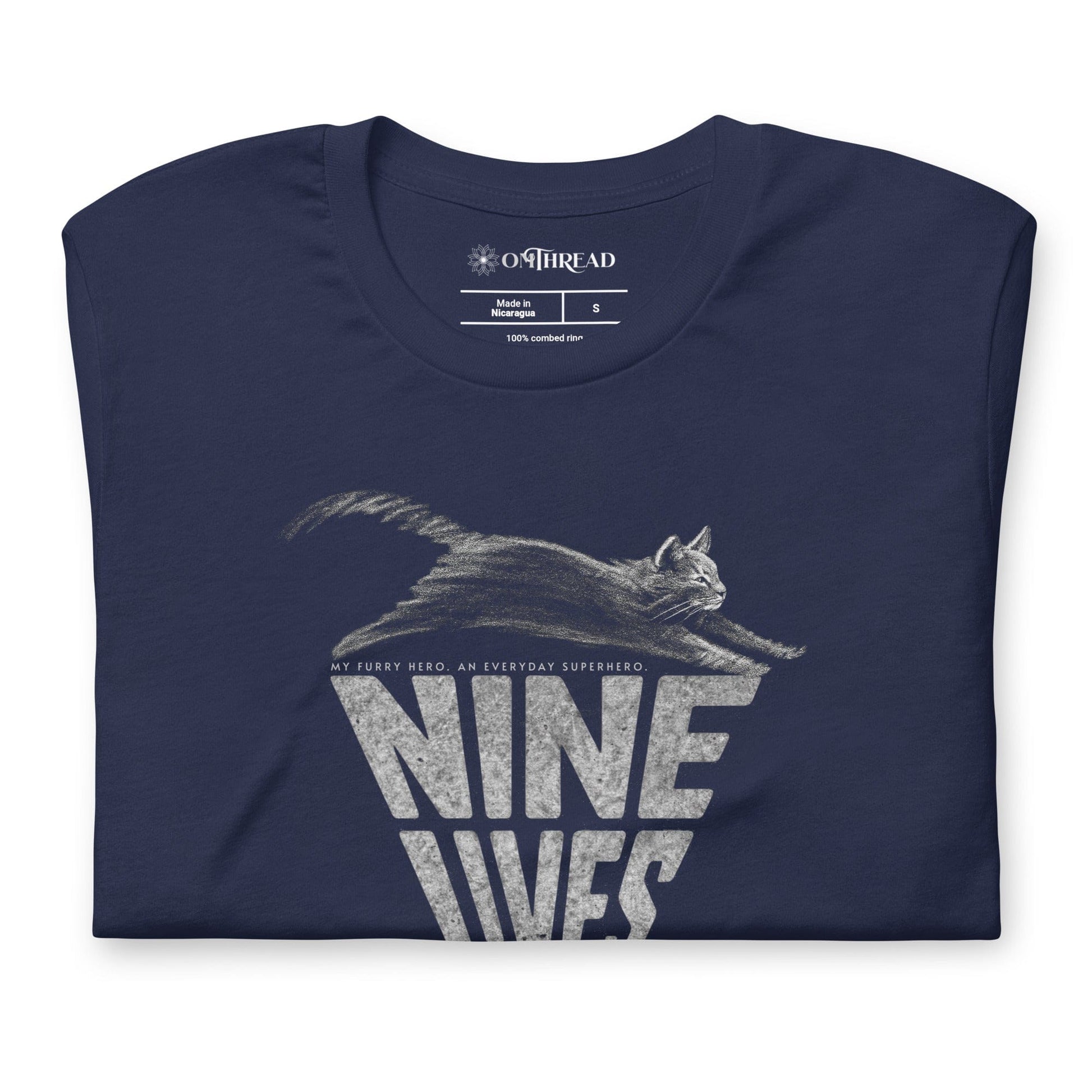 OMTHREAD My Furry Hero Nine Lives Cat Superhero Graphic Tee