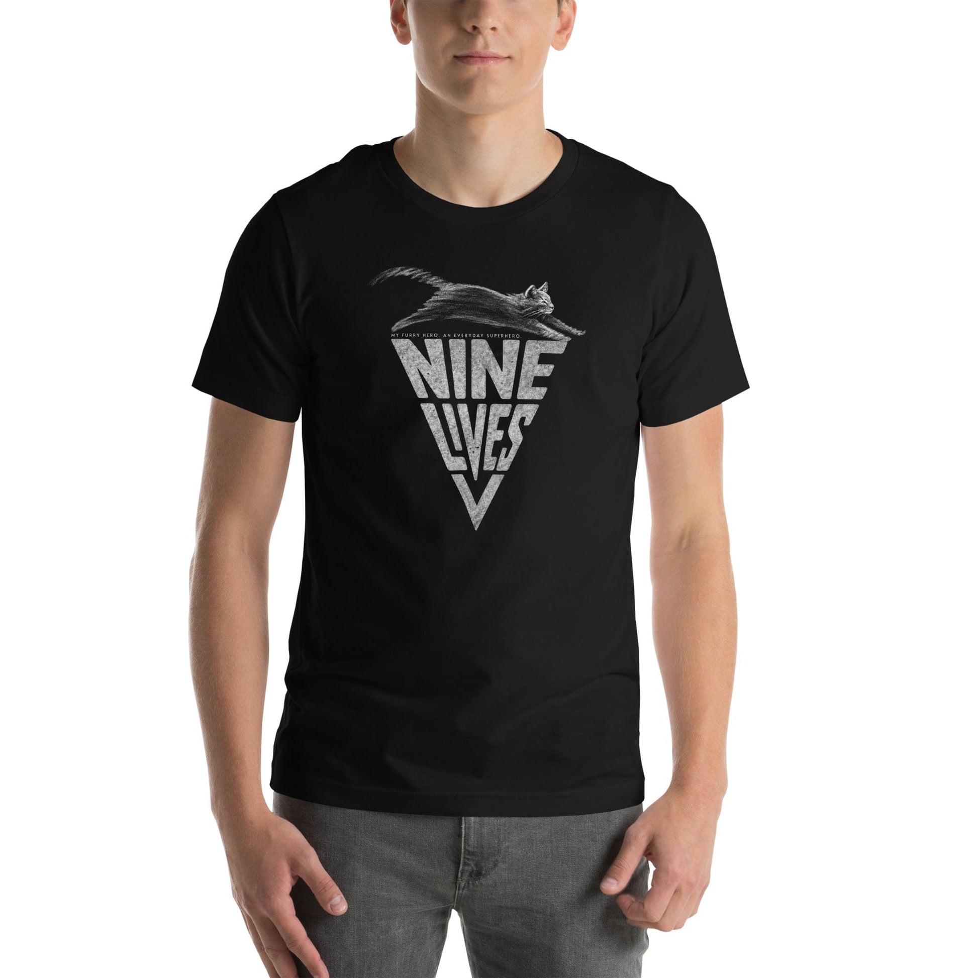 OMTHREAD My Furry Hero Nine Lives Cat Superhero Graphic Tee