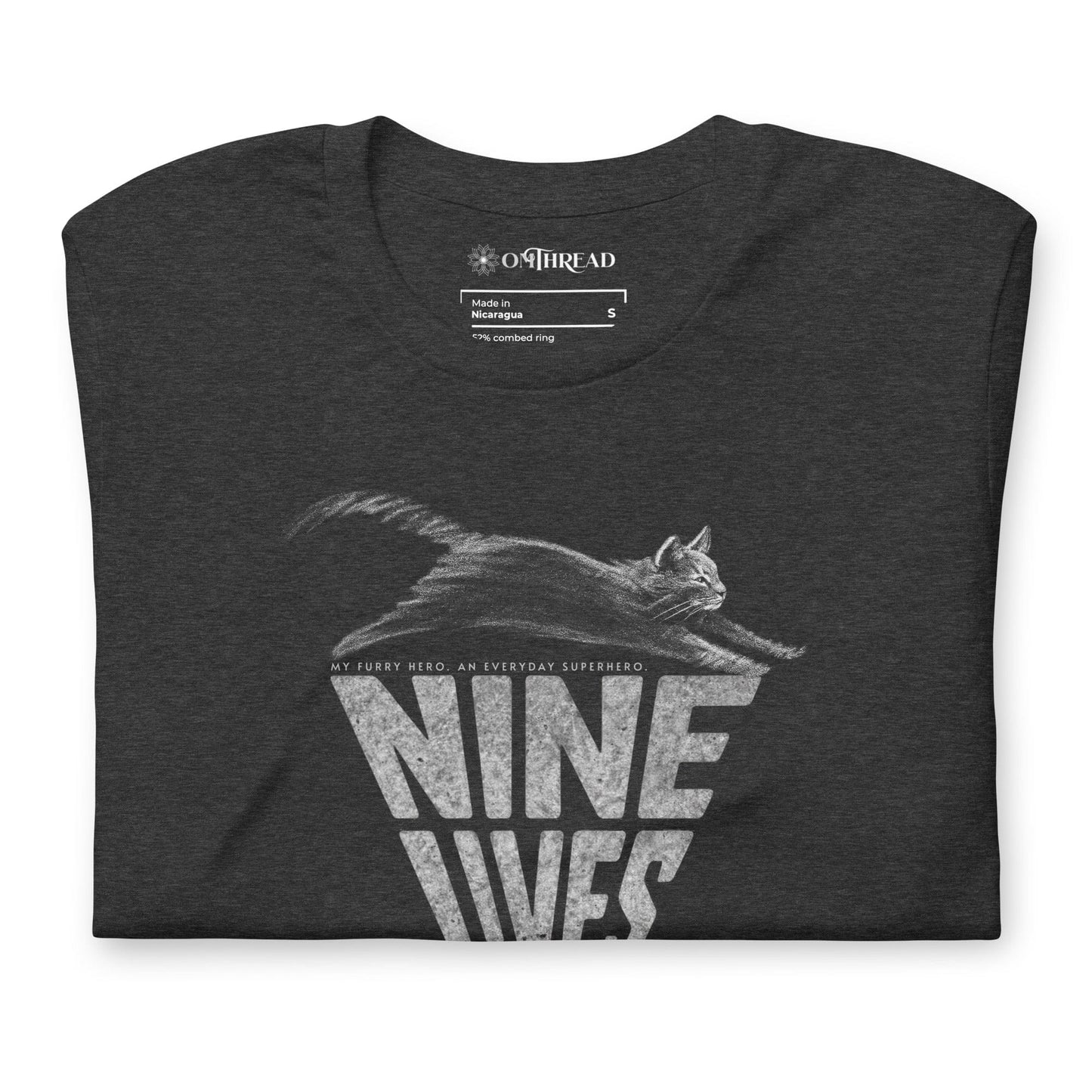 OMTHREAD My Furry Hero Nine Lives Cat Superhero Graphic Tee