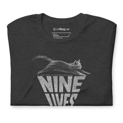 OMTHREAD My Furry Hero Nine Lives Cat Superhero Graphic Tee