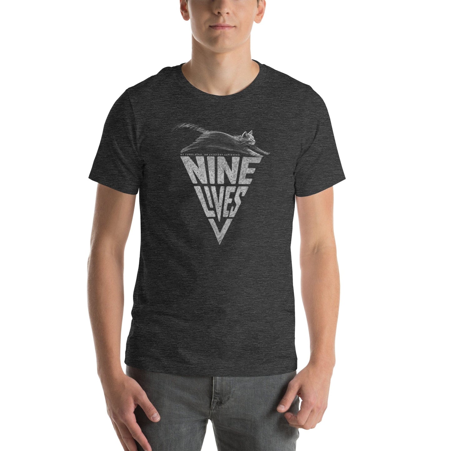 OMTHREAD My Furry Hero Nine Lives Cat Superhero Graphic Tee