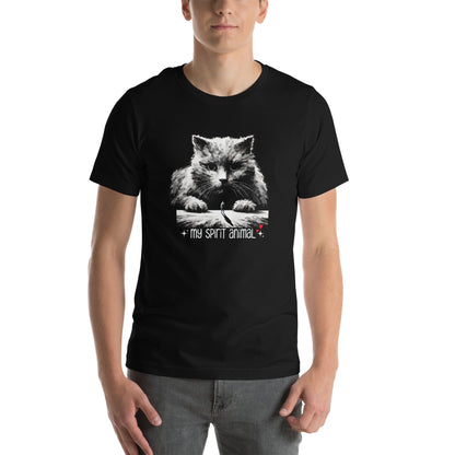 OMTHREAD My Spirit Animal Cat T-Shirt | Funny Cat Lover Tee | Feline Connection Shirt