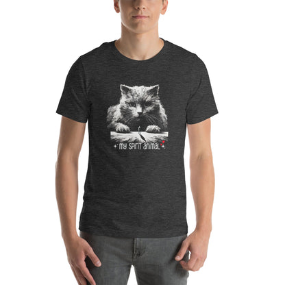 OMTHREAD My Spirit Animal Cat T-Shirt | Funny Cat Lover Tee | Feline Connection Shirt