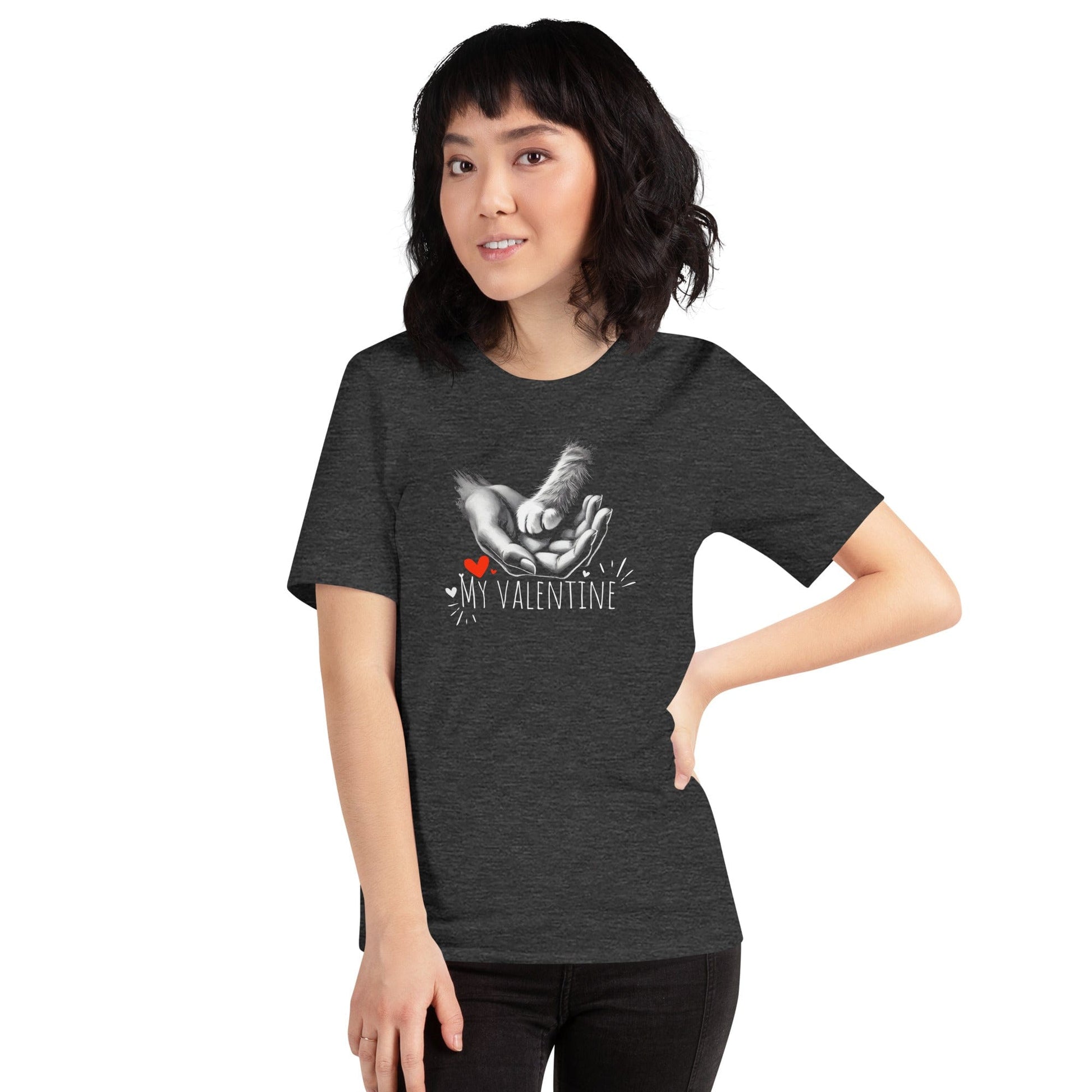 OMTHREAD My Valentine Cat Lover T-Shirt | Romantic Pet-Themed Tee