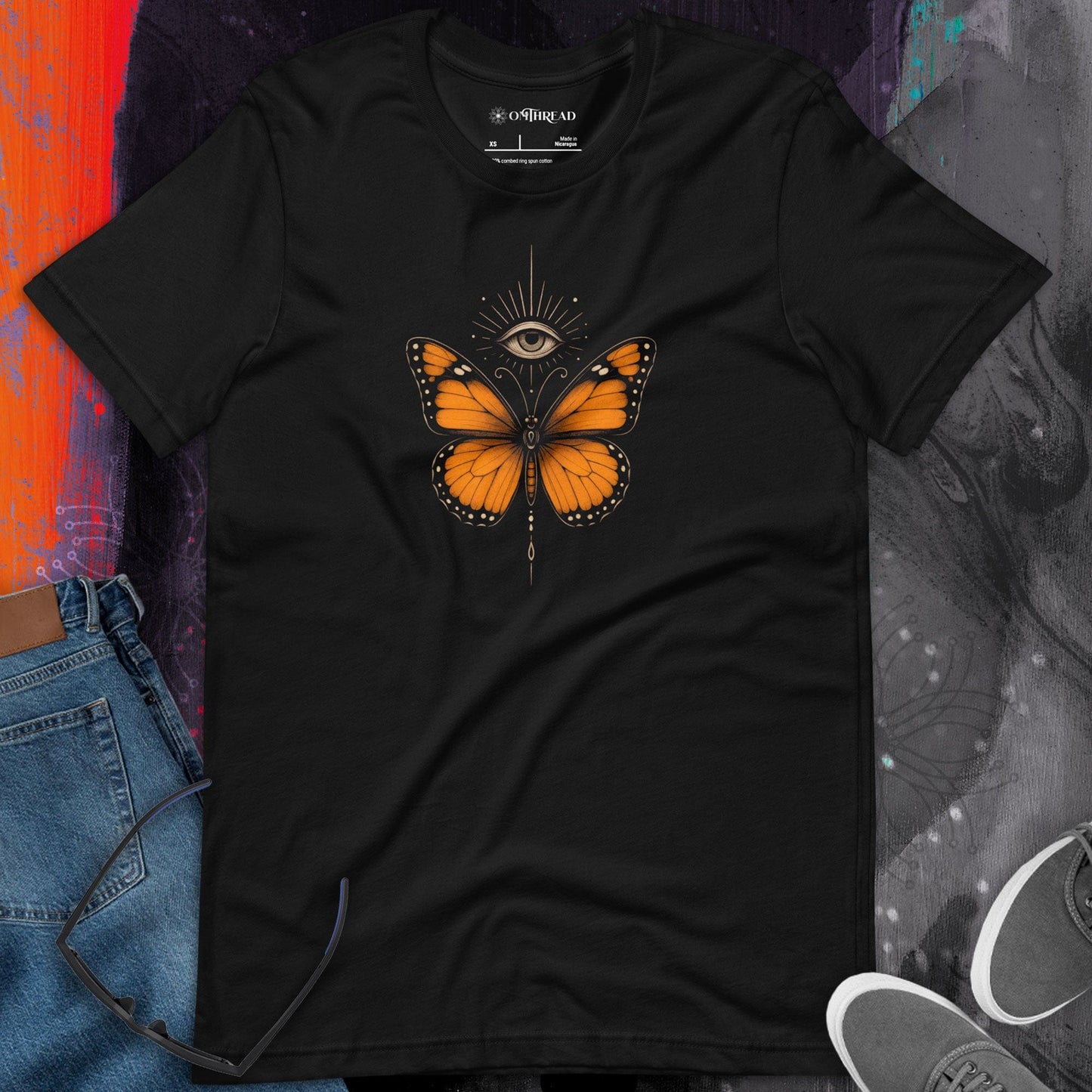 OMTHREAD Mystical Monarch Butterfly Shirt with All Seeing Eye by OMThread