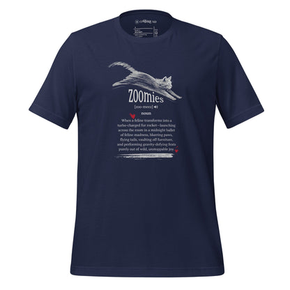 OMTHREAD Navy / S Zoomies Definition Cat T-Shirt, Funny Zoomies Cat Shirt, Gift for Cat Lovers, Cute Cat Tee