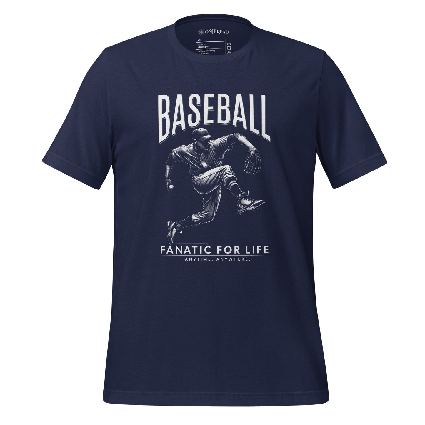 OMTHREAD Navy / XS Baseball Fanatic for Life Nostalgic Pitcher Tee