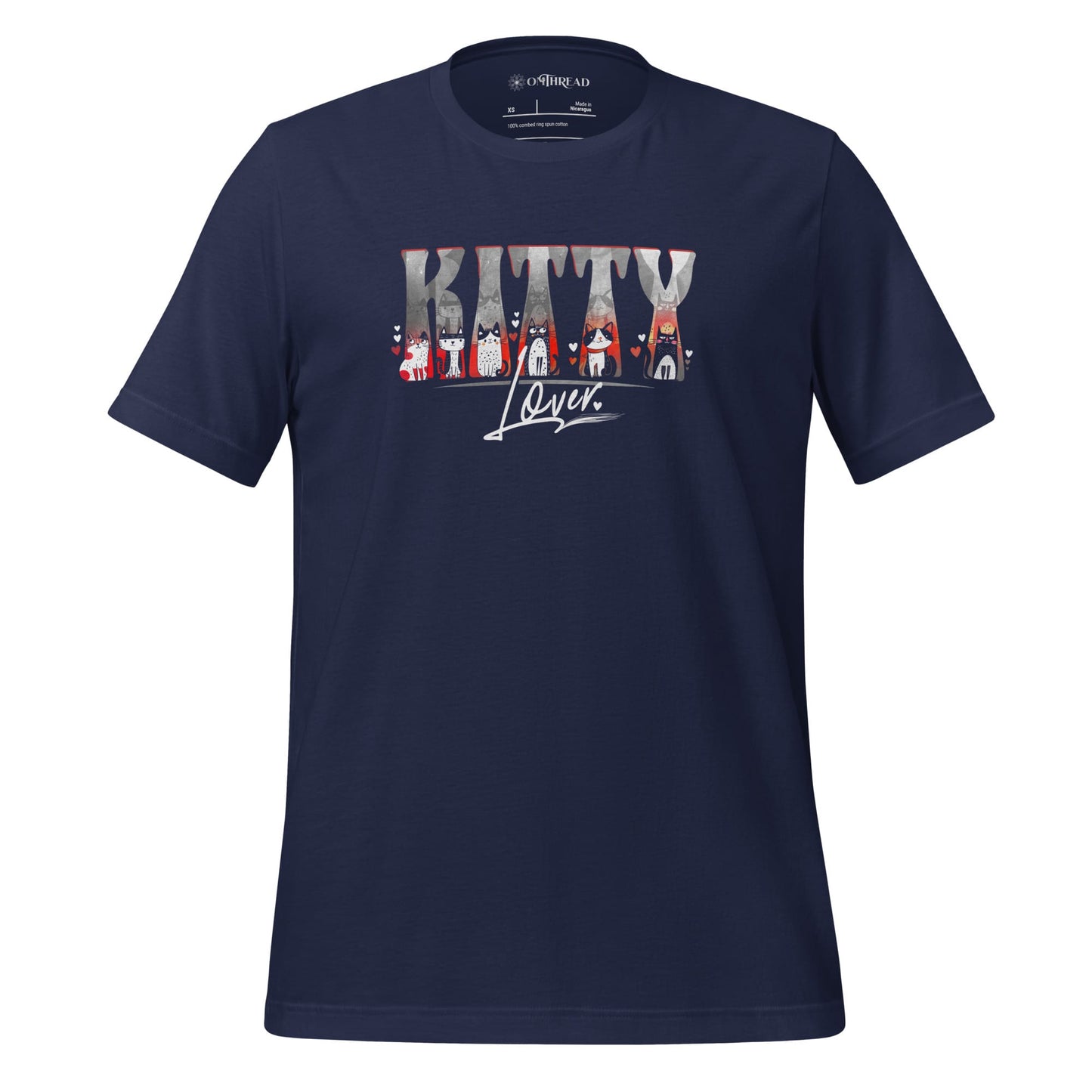 OMTHREAD Navy / XS Cute Cat Lover Shirt Kitty Lover Cat Graphic Tee