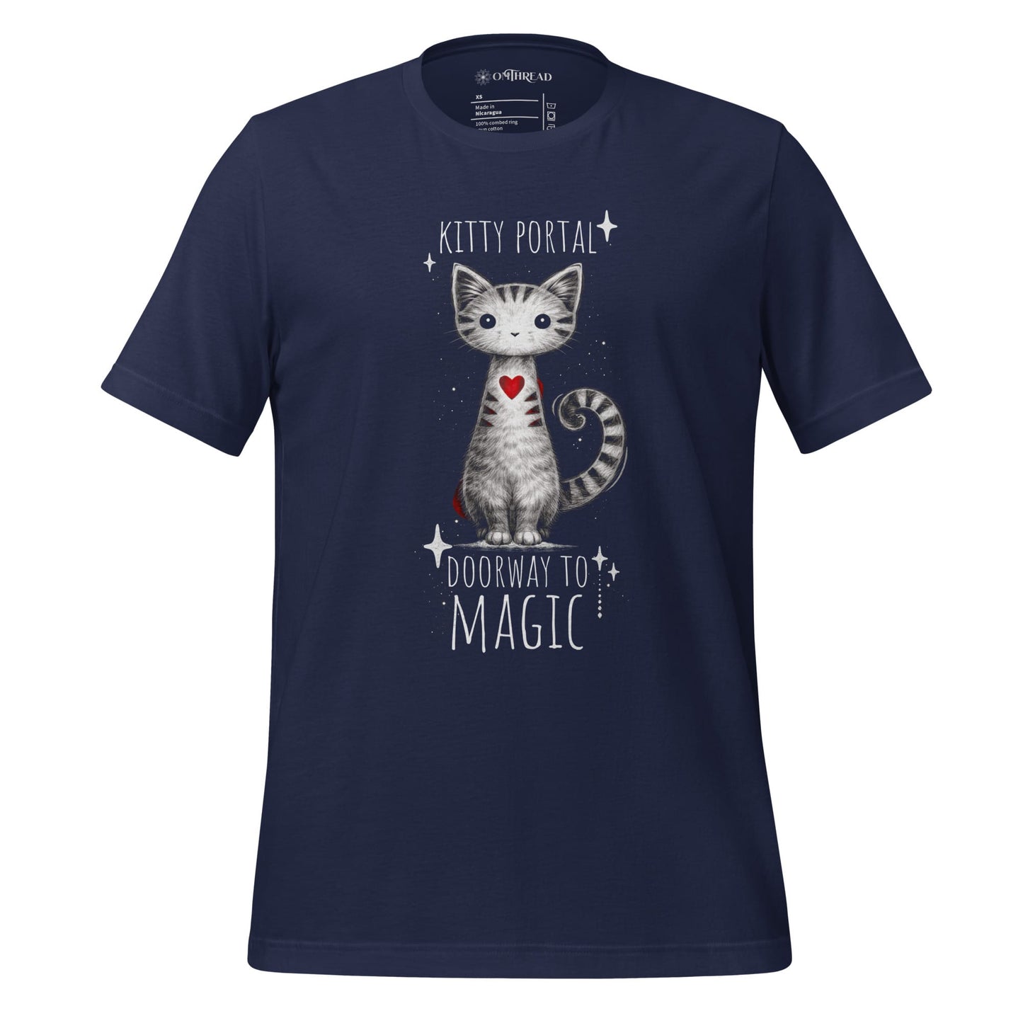 OMTHREAD Navy / XS Cute Magical Cat Shirt Kitty Portal Cat Lover Tee