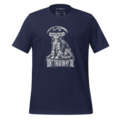 OMTHREAD Navy / XS Don't Tread On My Tail Cat T-Shirt | Patriotic Cat Tee | Funny Cat Shirt