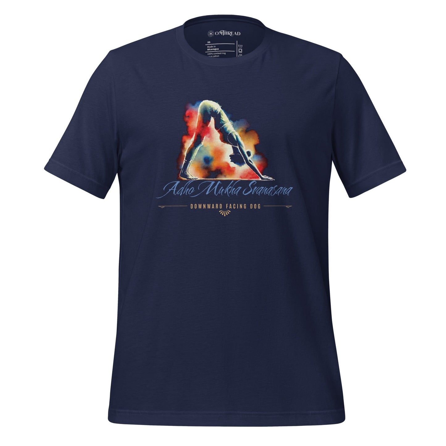 OMTHREAD Navy / XS Downward Dog - Adho Mukha Svanasana Yoga Tee