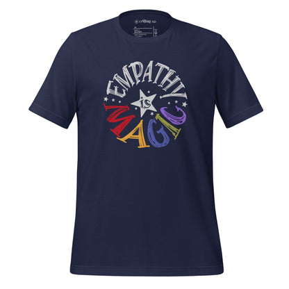OMTHREAD Navy / XS Empathy Is Magic Rainbow Tee, Retro Positive Message Shirt, Groovy Graphic T-Shirt