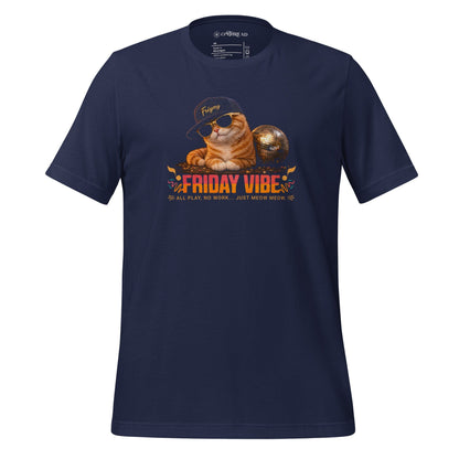 OMTHREAD Navy / XS Friday Vibe Cat Shirt Funny Weekend Party Graphic Tee