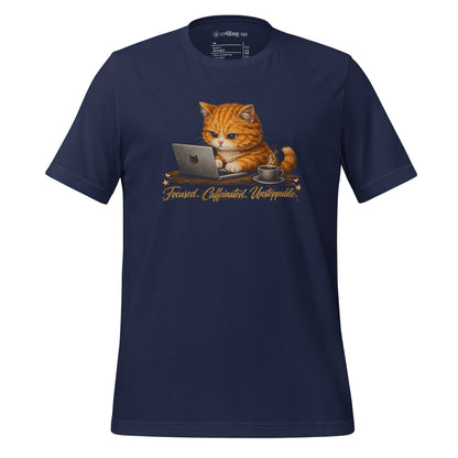 OMTHREAD Navy / XS Funny Orange Cat Coffee T-Shirt for Cat Lovers