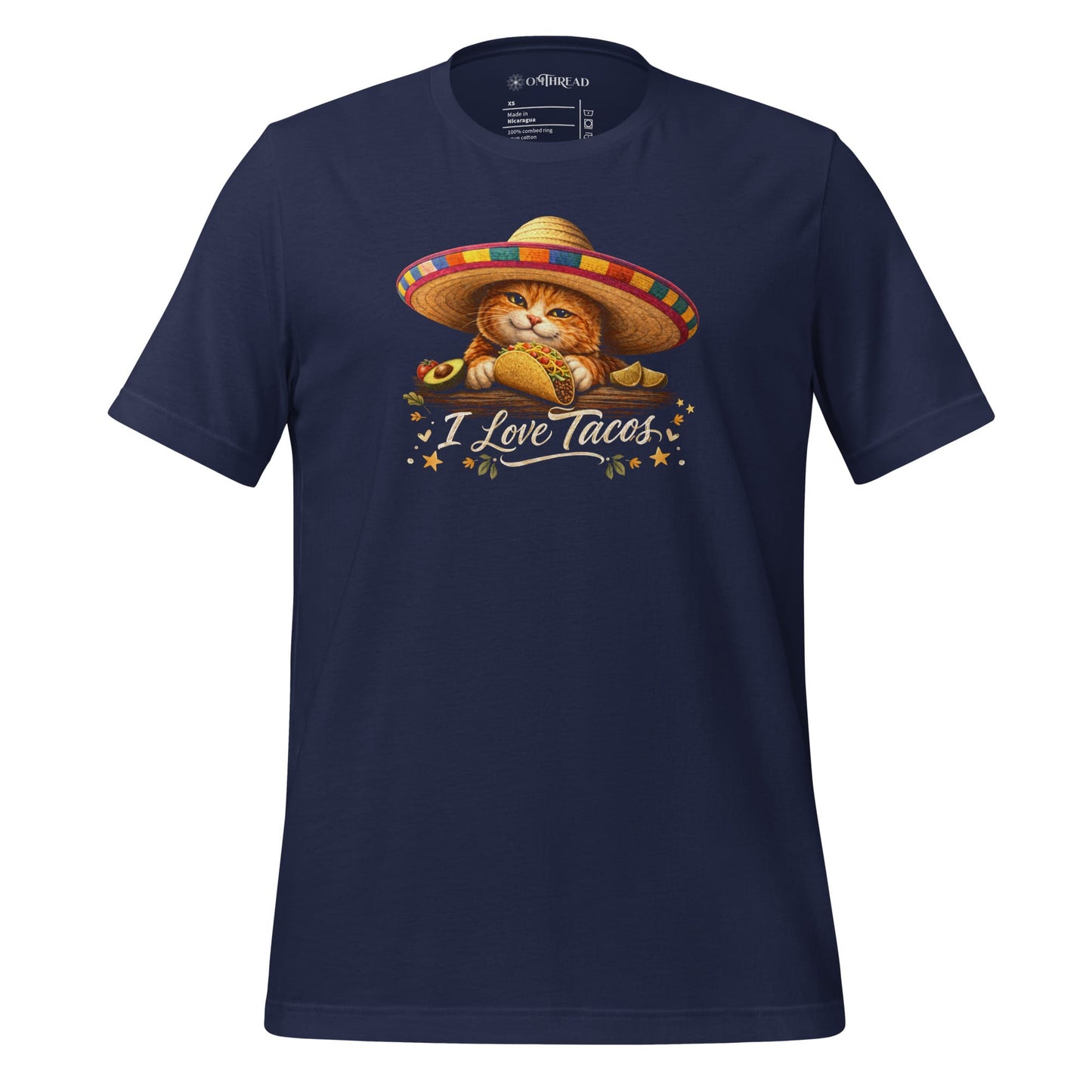 OMTHREAD Navy / XS Funny Taco Cat Shirt Orange Cat Taco Lover T-Shirt