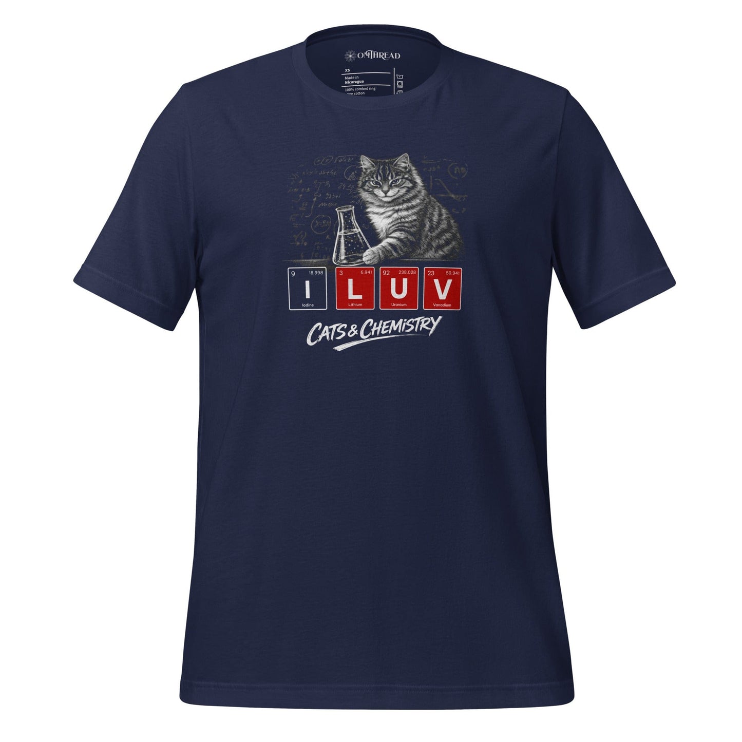 OMTHREAD Navy / XS I LUV Cats and Chemistry Shirt Periodic Table Graphic