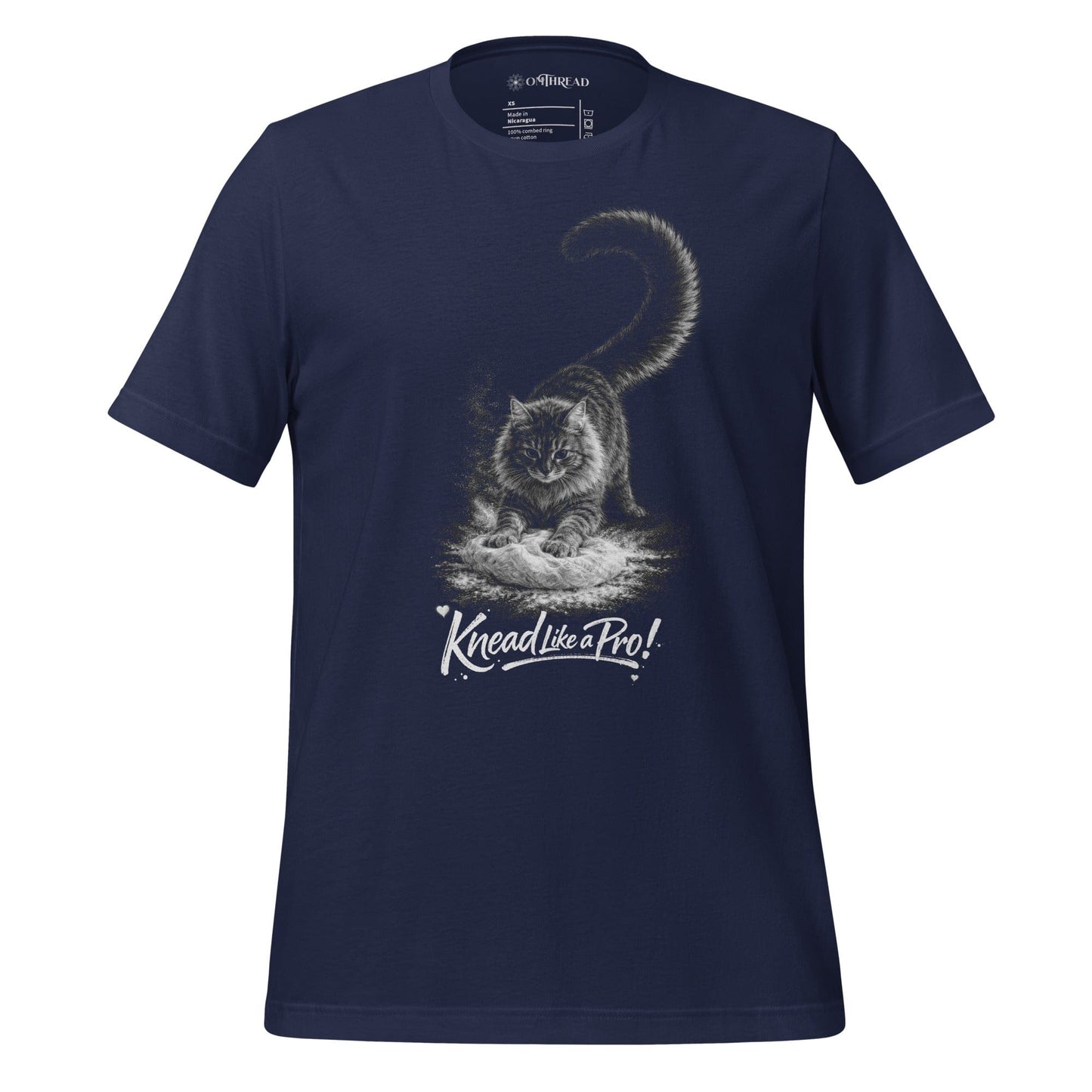 OMTHREAD Navy / XS Knead Like a Pro – Funny Cat Kneading Baking T-Shirt