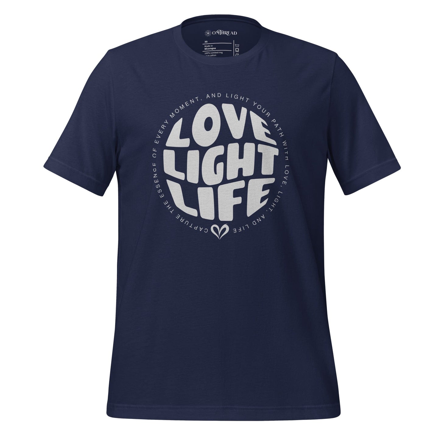 OMTHREAD Navy / XS LOVE, LIGHT, LIFE  Tee