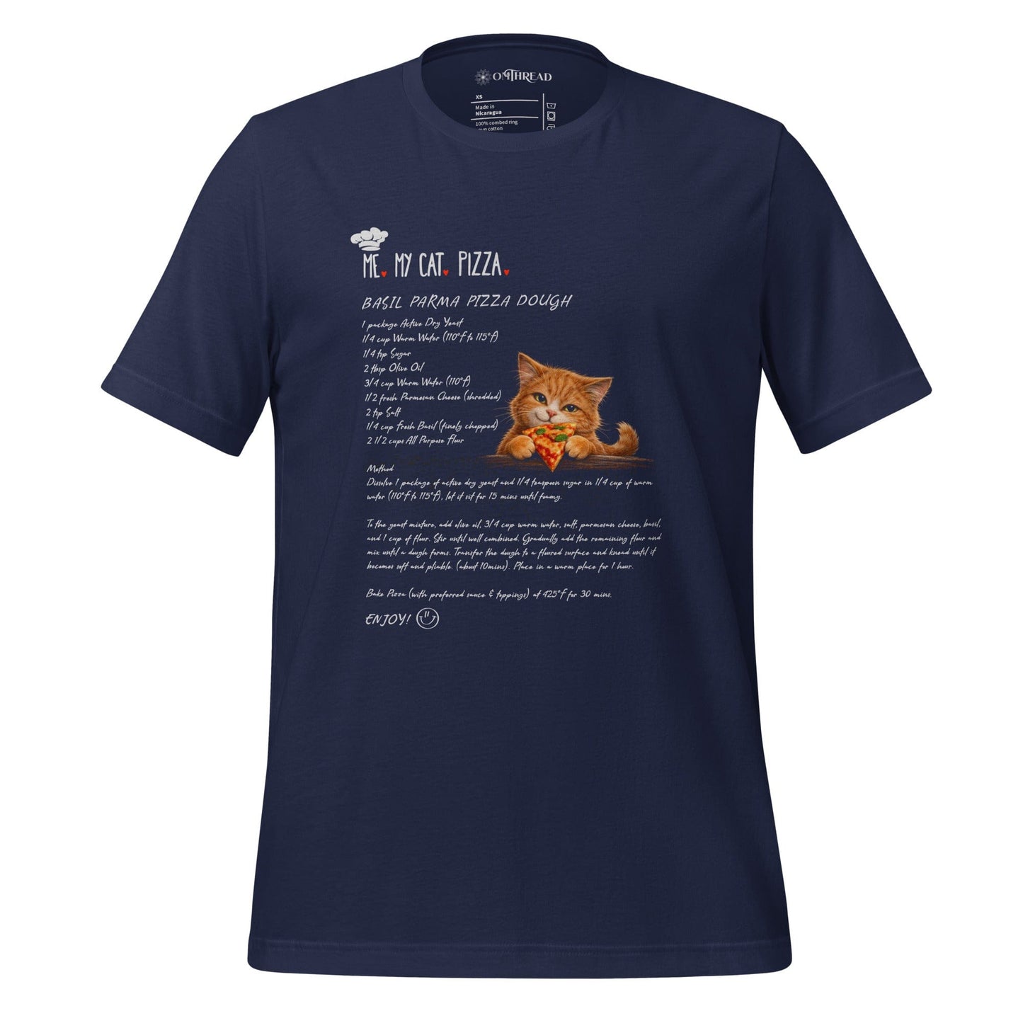 OMTHREAD Navy / XS Me My Cat Pizza Funny Cat Lover T-Shirt