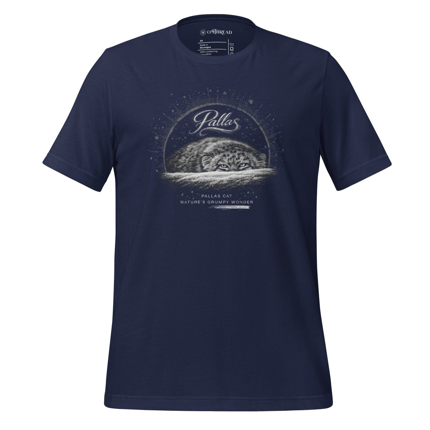OMTHREAD Navy / XS Pallas Cat Nature’s Grumpy Wonder T-Shirt Funny Wildlife Conservation Tee