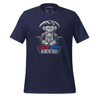 OMTHREAD Navy / XS Patriotic Cat Liberty Treats July 4 Graphic Tee