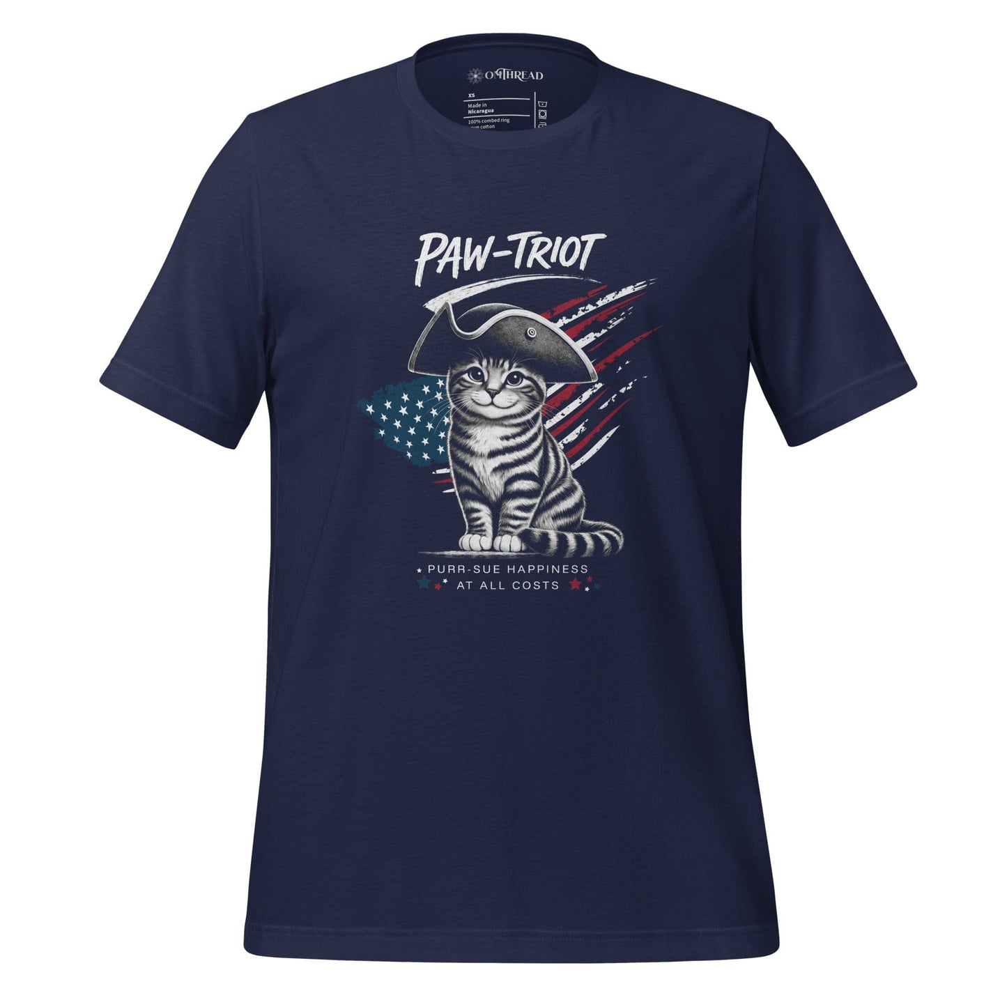 OMTHREAD Navy / XS Paw-triot Patriotic Cat Graphic Tee for July 4