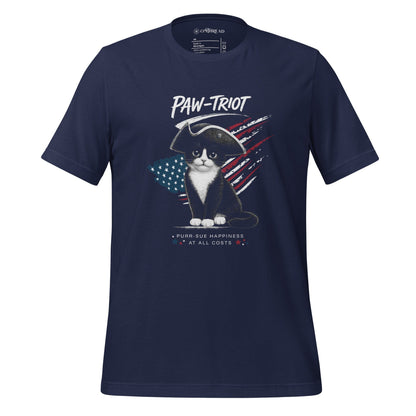 OMTHREAD Navy / XS Paw-triot Patriotic Tuxedo Cat Shirt July 4 Tee