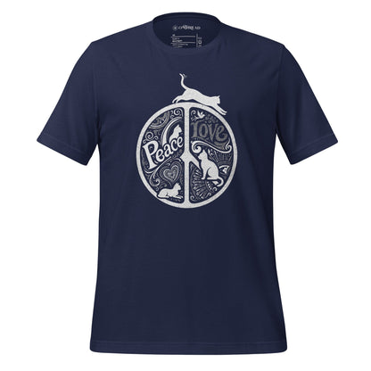 OMTHREAD Navy / XS Peace Love Cats Retro Mandala T-Shirt