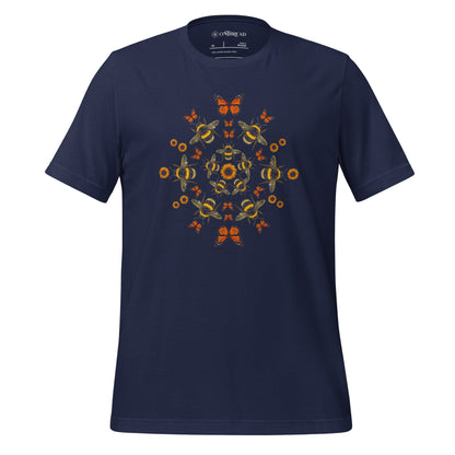 OMTHREAD Navy / XS Pollinator Mandala T-Shirt Monarch Butterfly Bee Sunflower