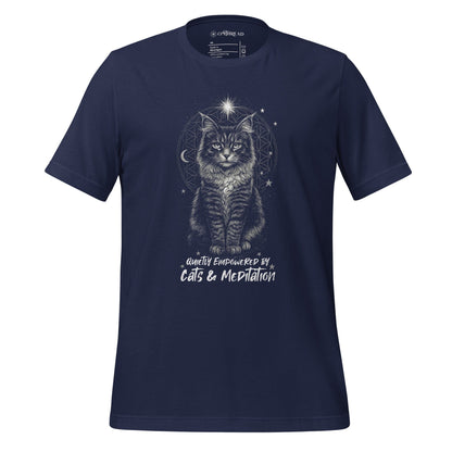 OMTHREAD Navy / XS Quietly Empowered by Cats and Meditation Celestial Cat T-Shirt