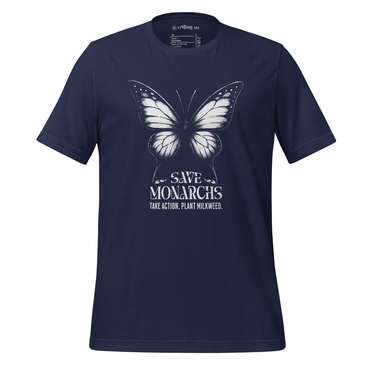 OMTHREAD Navy / XS Save Monarchs Shirt Black and White Butterfly Conservation Tee