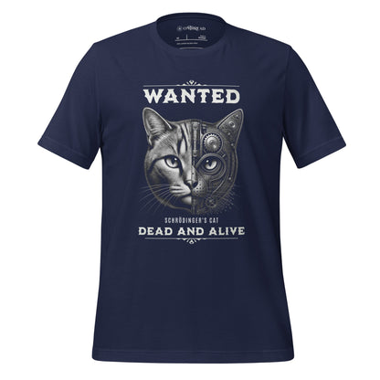 OMTHREAD Navy / XS Schrodinger Cat Quantum Retro Monochrome Wanted Shirt