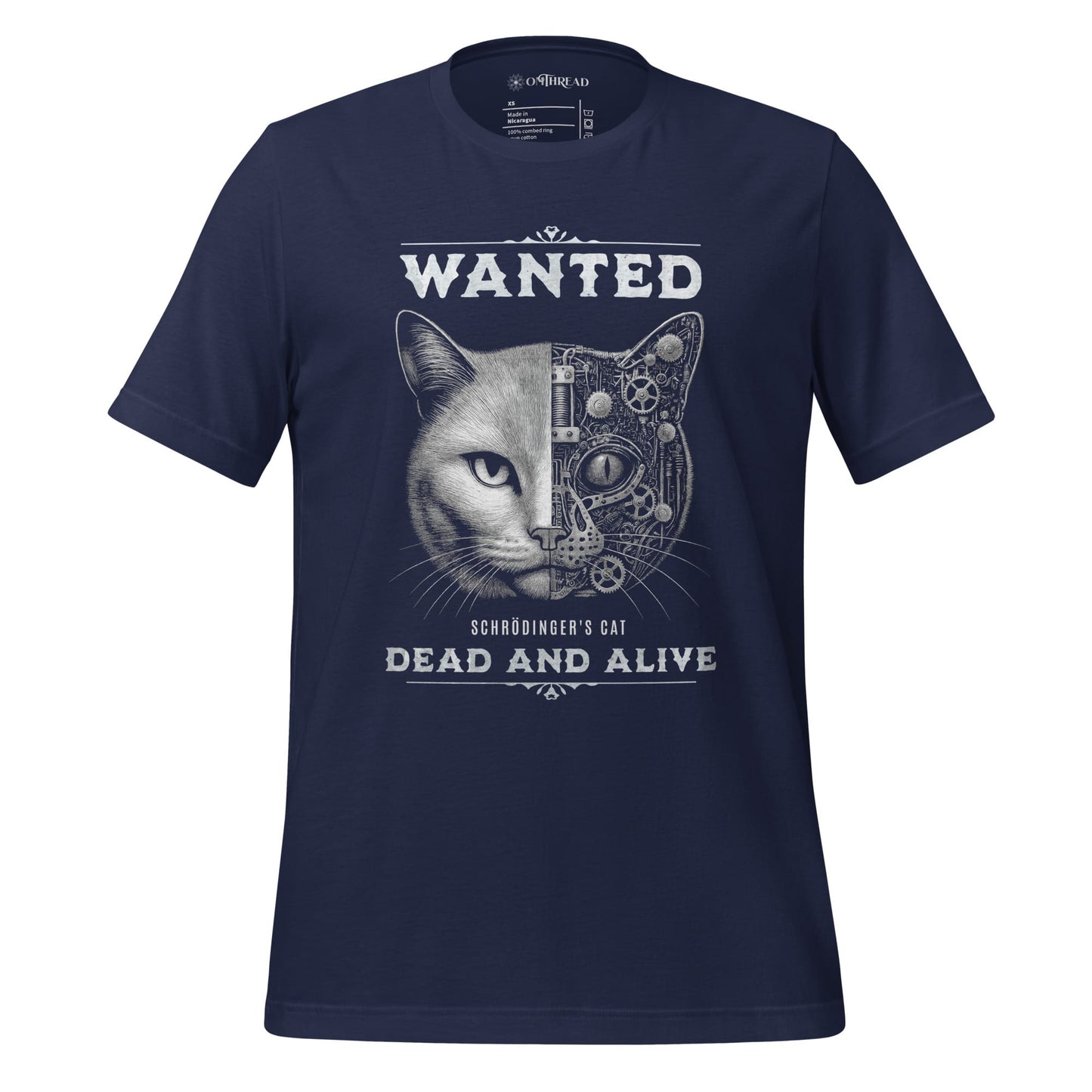 OMTHREAD Navy / XS Schrodinger Cat Shirt Quantum Physics Retro Western