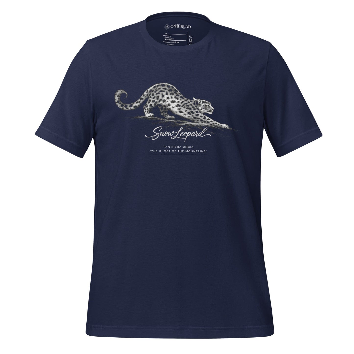 OMTHREAD Navy / XS Snow Leopard Conservation T-Shirt Endangered Panthera Uncia Mountain Cat