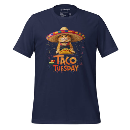 OMTHREAD Navy / XS Taco Tuesday Orange Cat Shirt Sombrero Fiesta Funny Tee
