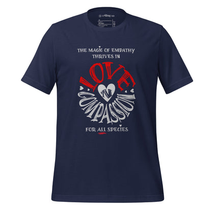OMTHREAD Navy / XS The Magic of Empathy Thrives in Love 'N Compassion For All Species Retro Heart Graphic Tee,