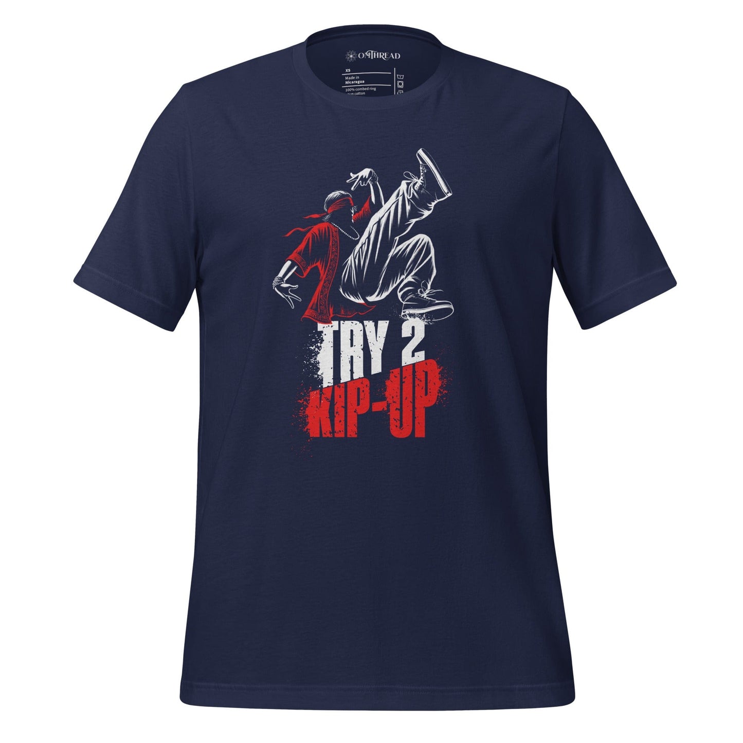 OMTHREAD Navy / XS Try 2 Kip-Up Breakdance Graphic Sports Tee