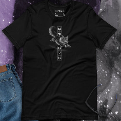 OMTHREAD Nine Lives Science Cat Graphic Tee Periodic Table Style