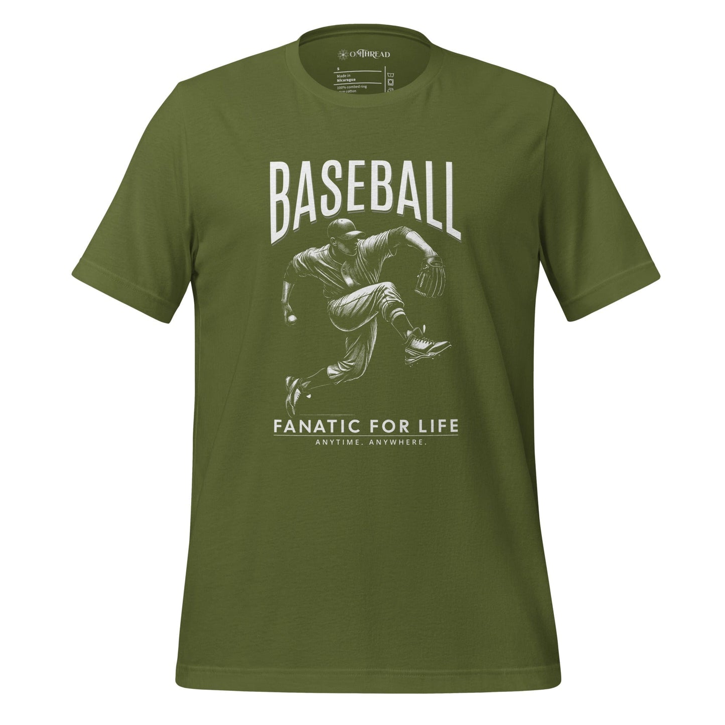 OMTHREAD Olive / S Baseball Fanatic for Life Nostalgic Pitcher Tee